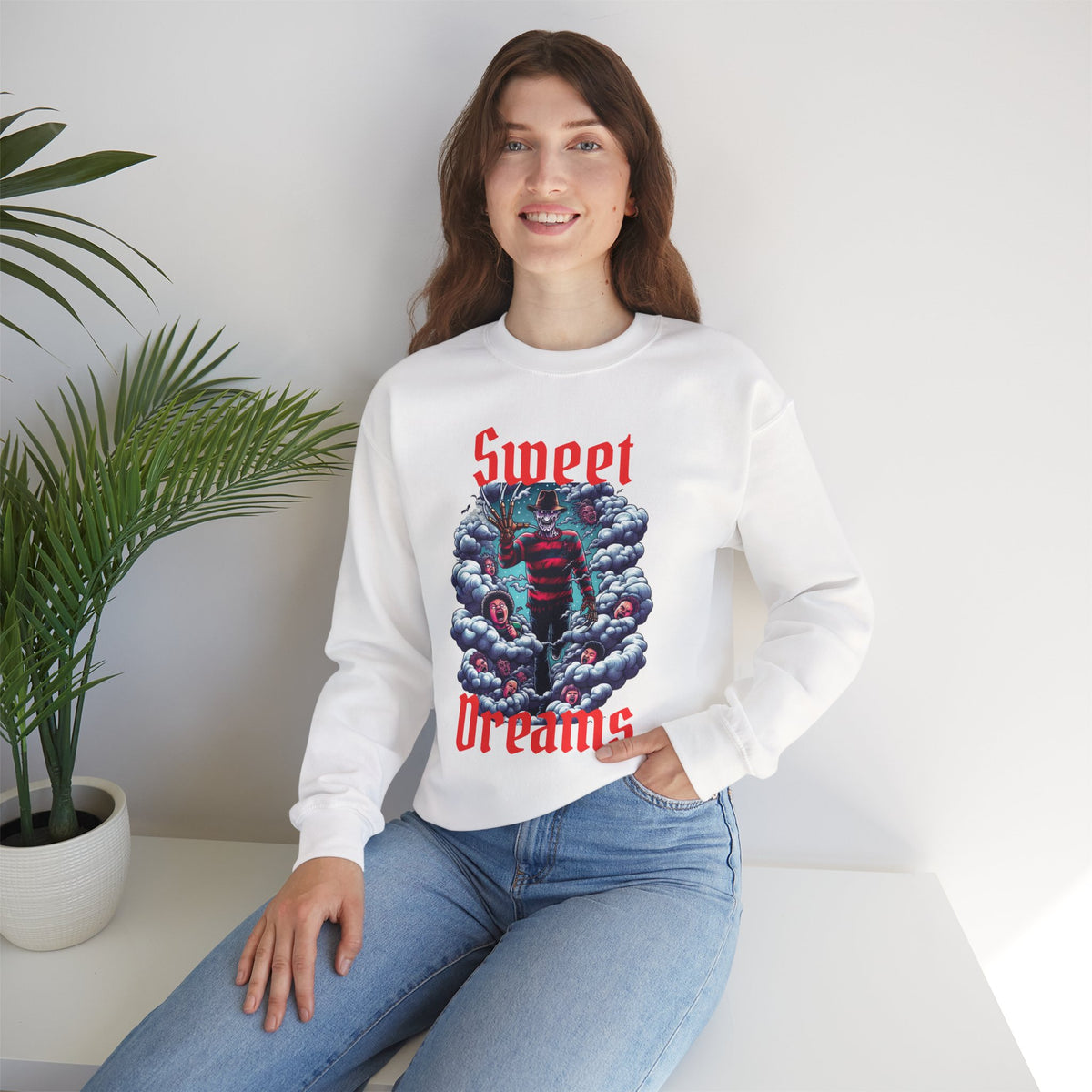 Sweet Dreams Nightmare Gothic Horror Graphic Crewneck Sweatshirt