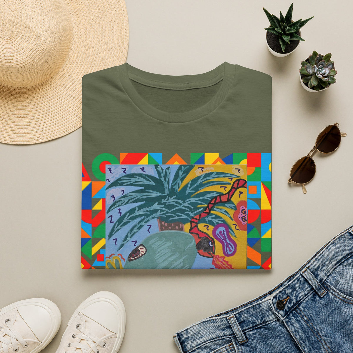 Tropical Alien Spaced Out Graphic T-Shirt — Colorful Art Tee