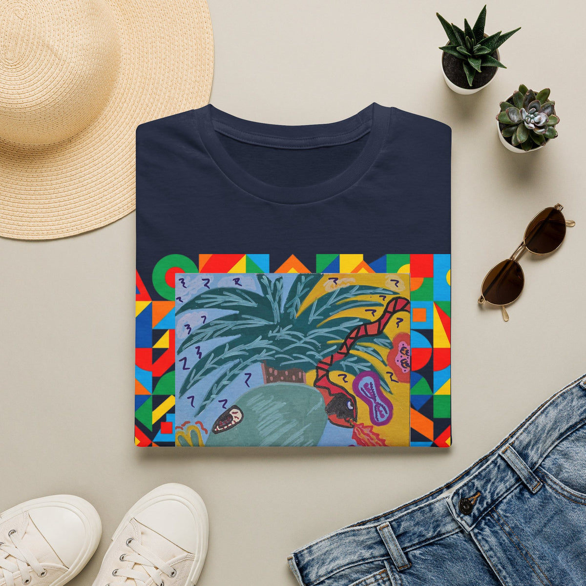 Tropical Alien Spaced Out Graphic T-Shirt — Colorful Art Tee