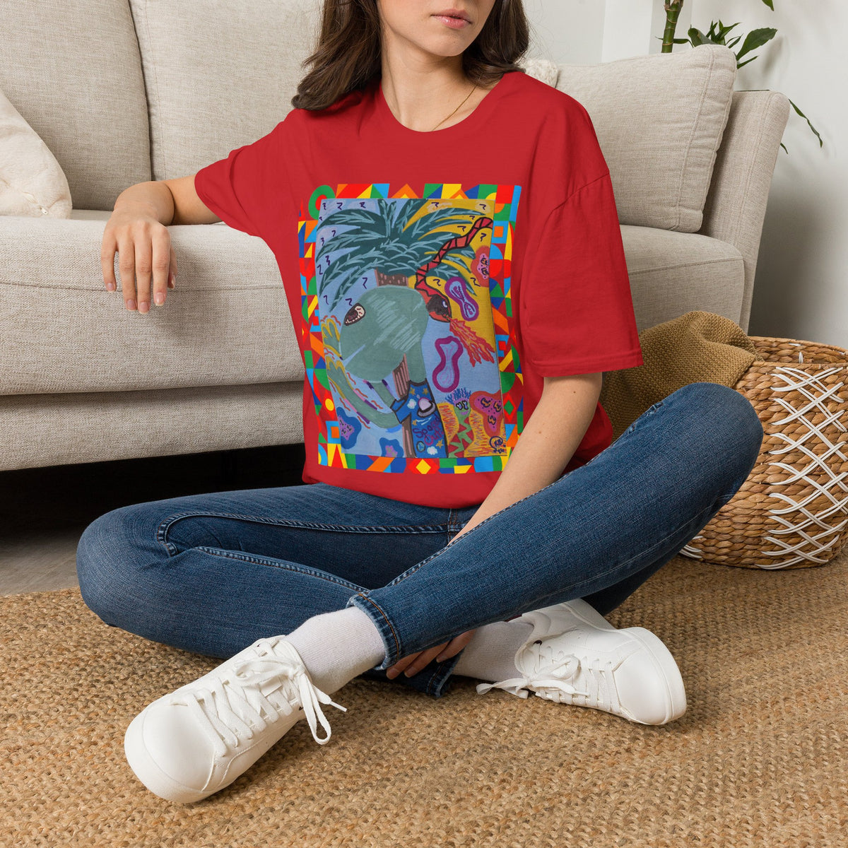 Tropical Alien Spaced Out Graphic T-Shirt — Colorful Art Tee