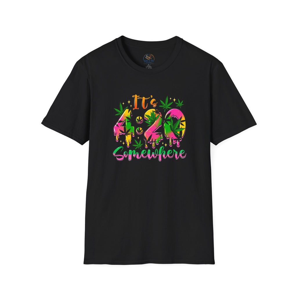 420 Graphic T-Shirt — "It's 4:20 Somewhere" Colorful Cannabis Design