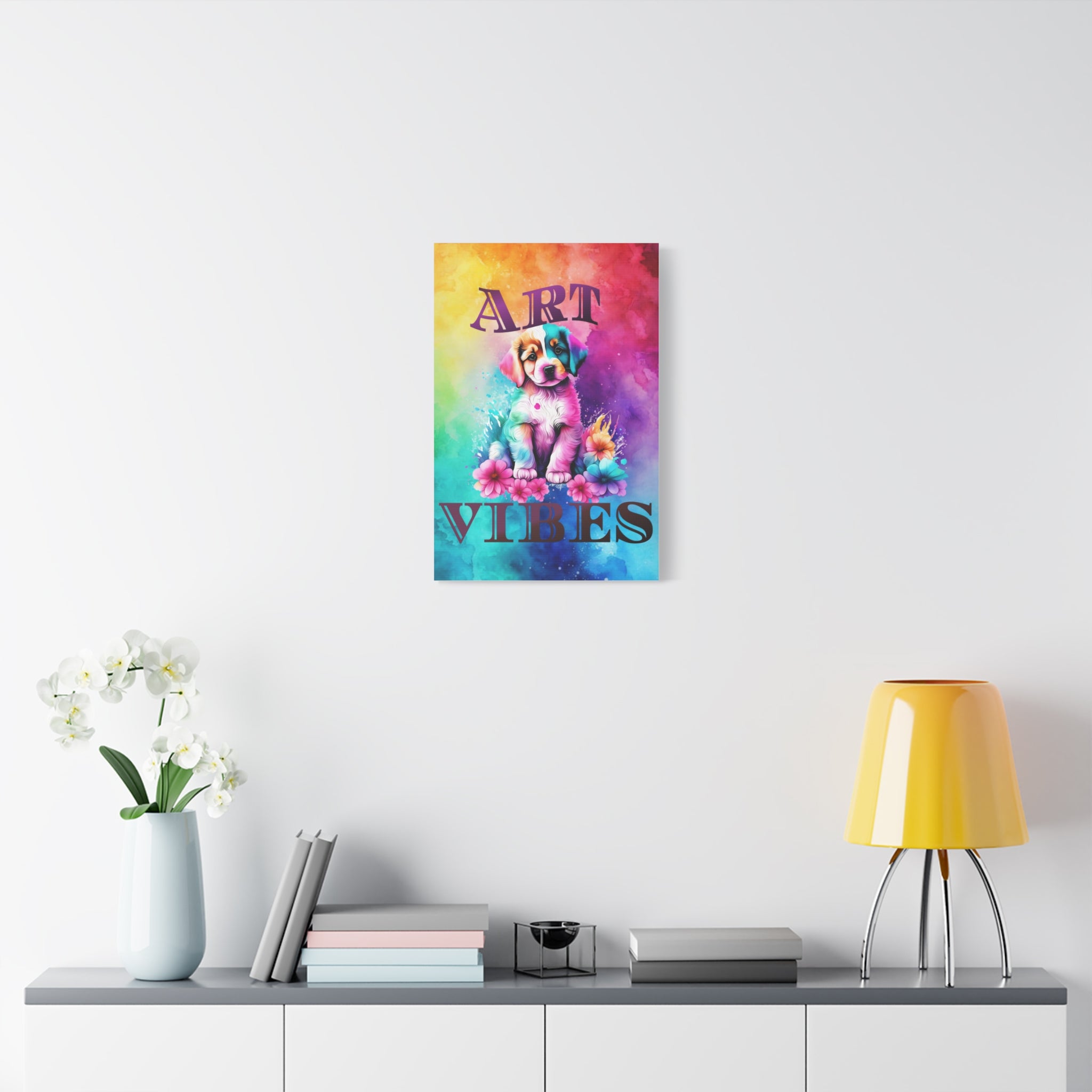 Art Vibes Puppy Canvas Wall Art — Colorful Stretched Matte Print