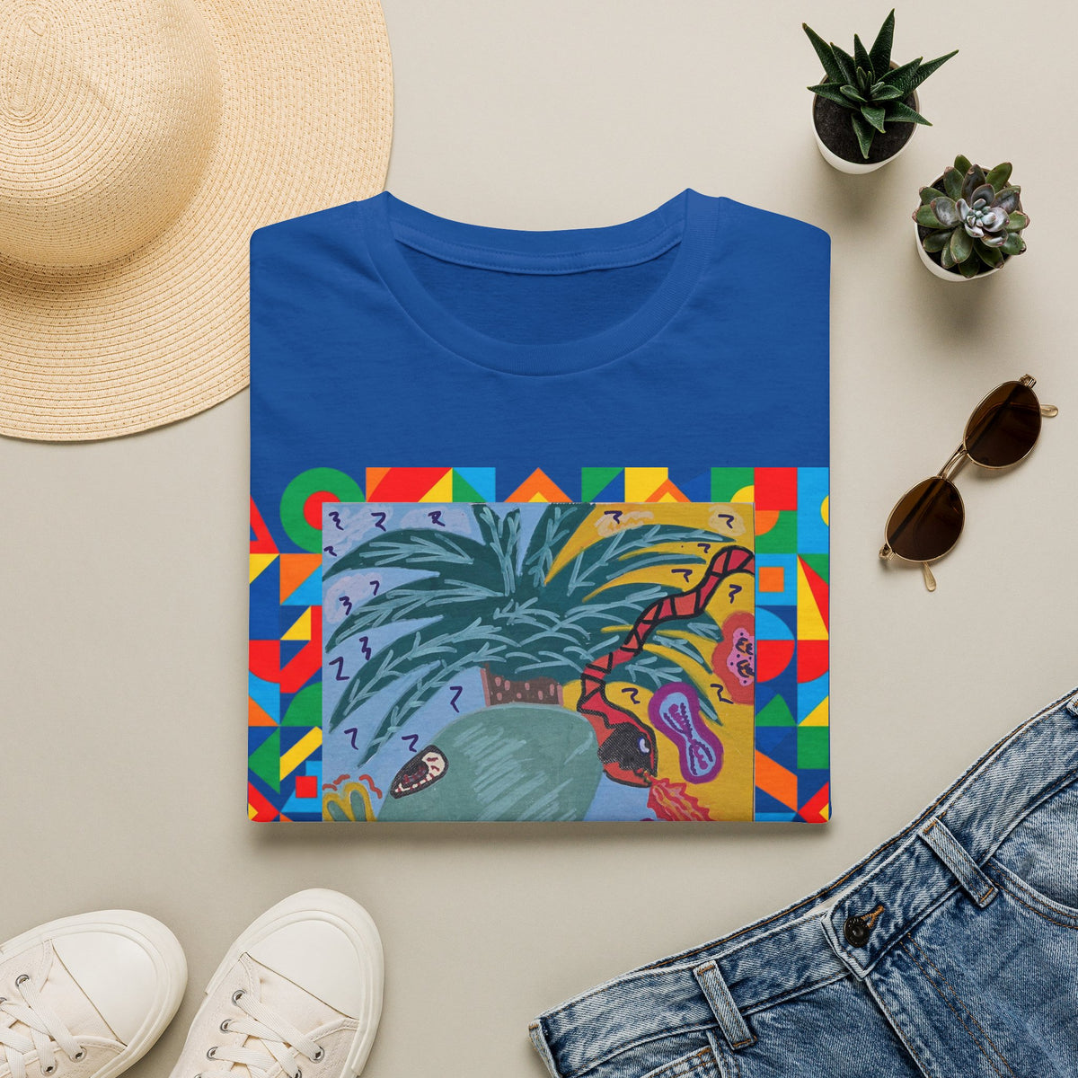 Tropical Alien Spaced Out Graphic T-Shirt — Colorful Art Tee