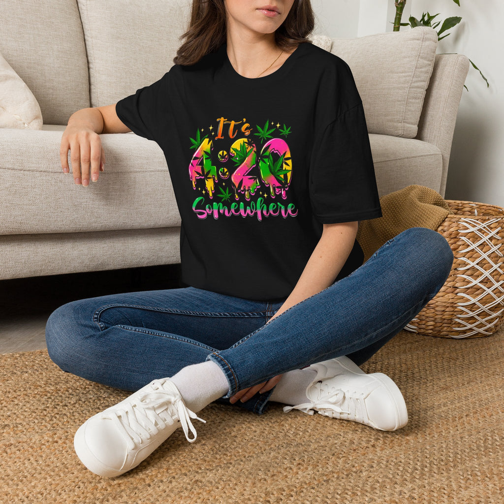 420 Graphic T-Shirt — "It's 4:20 Somewhere" Colorful Cannabis Design