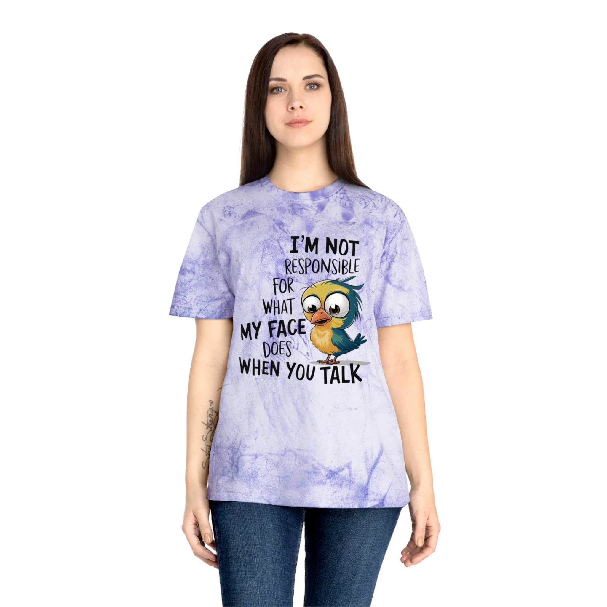 Funny Bird Graphic T-Shirt — "I'm Not Responsible For What My Face Does When You Talk"