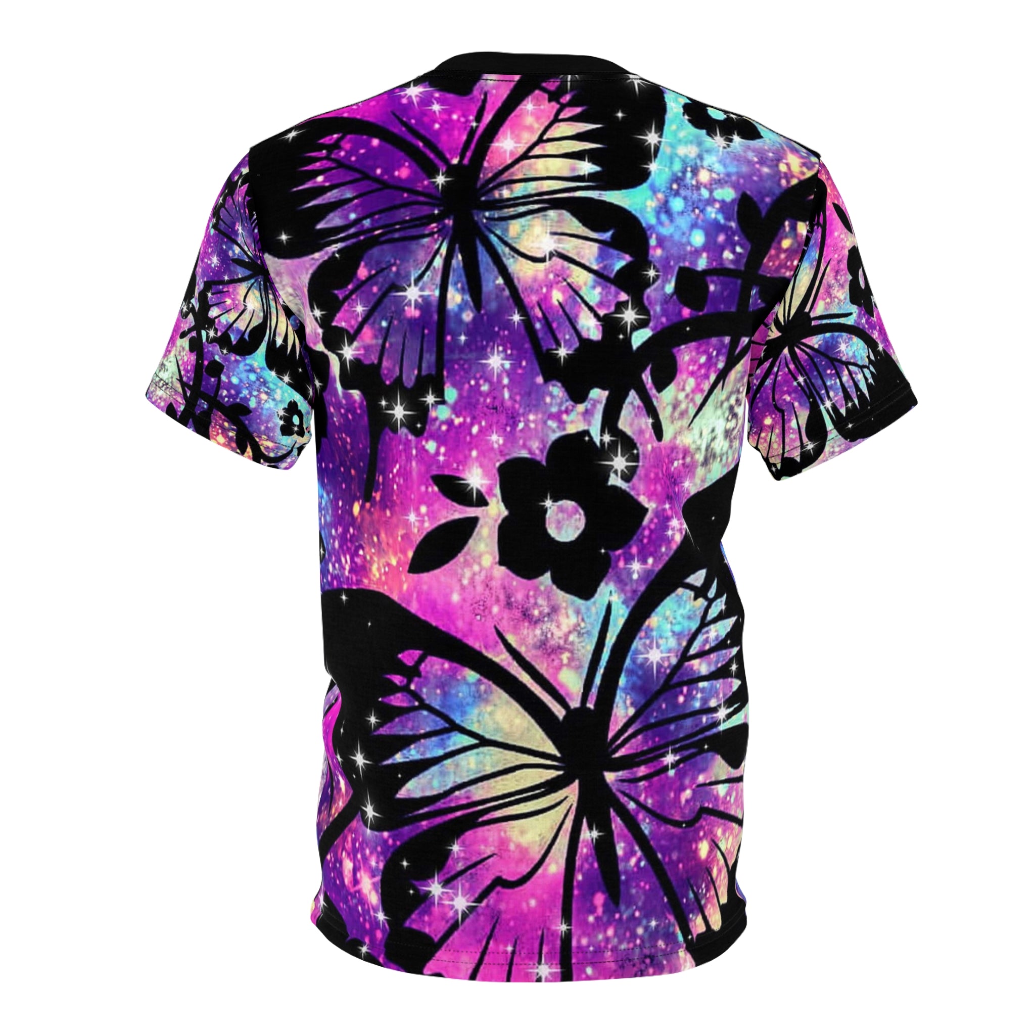 Galaxy Butterfly All-Over Print Tee — Vibrant Floral Wings T-Shirt