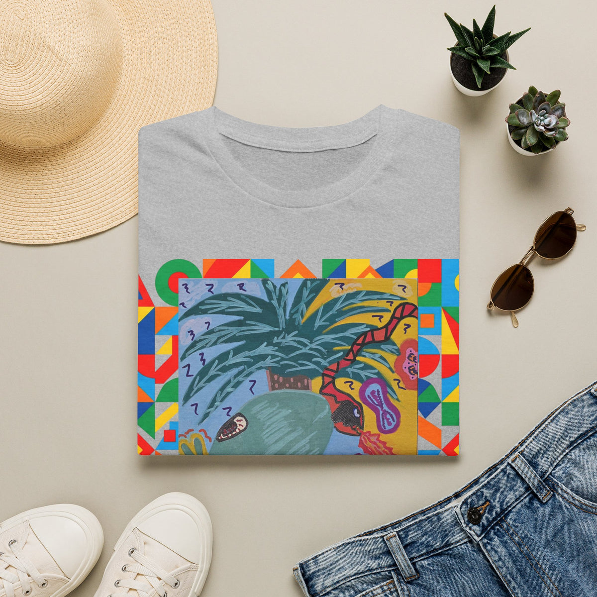 Tropical Alien Spaced Out Graphic T-Shirt — Colorful Art Tee