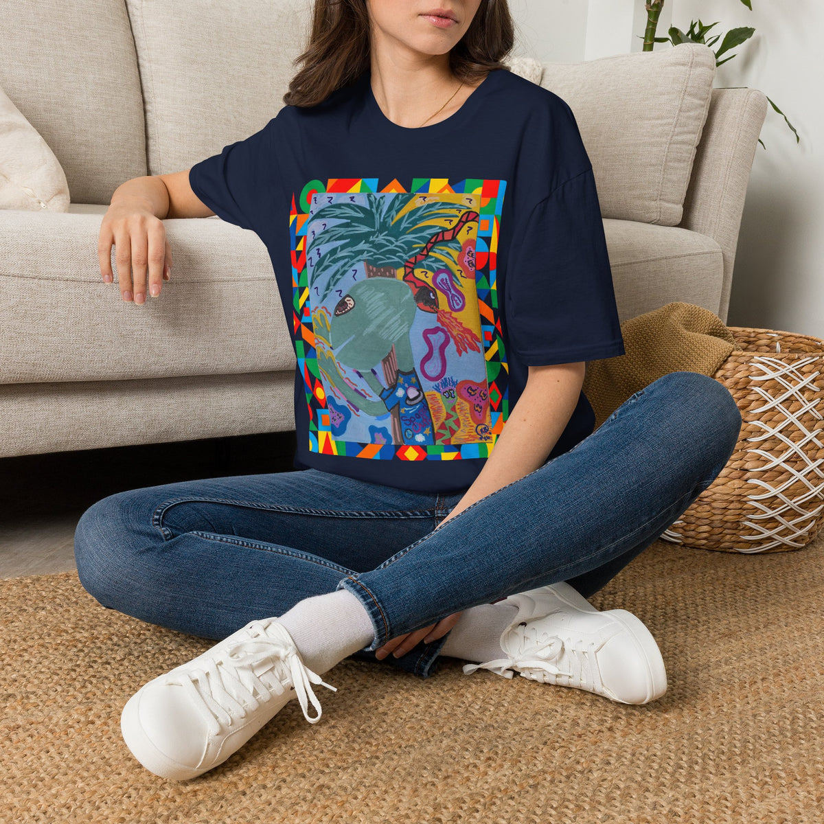 Tropical Alien Spaced Out Graphic T-Shirt — Colorful Art Tee
