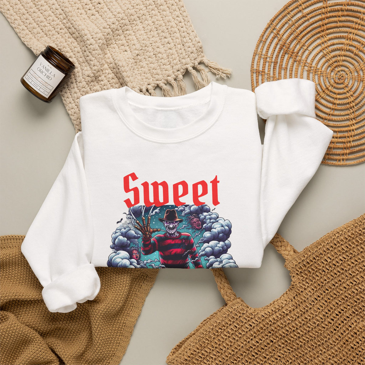 Sweet Dreams Nightmare Gothic Horror Graphic Crewneck Sweatshirt