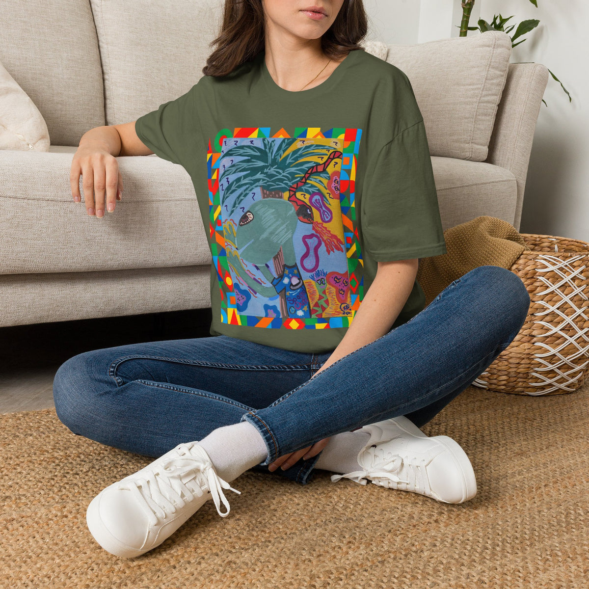 Tropical Alien Spaced Out Graphic T-Shirt — Colorful Art Tee