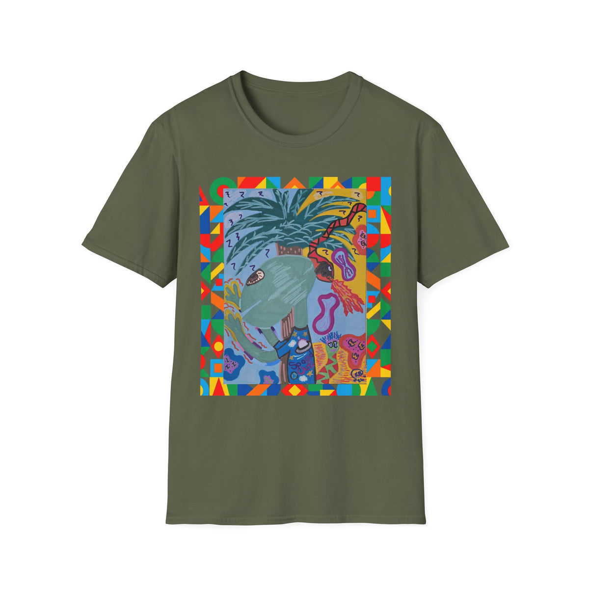 Tropical Alien Spaced Out Graphic T-Shirt — Colorful Art Tee