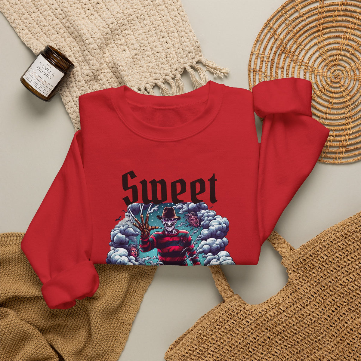 Sweet Dreams Nightmare Gothic Horror Graphic Crewneck Sweatshirt