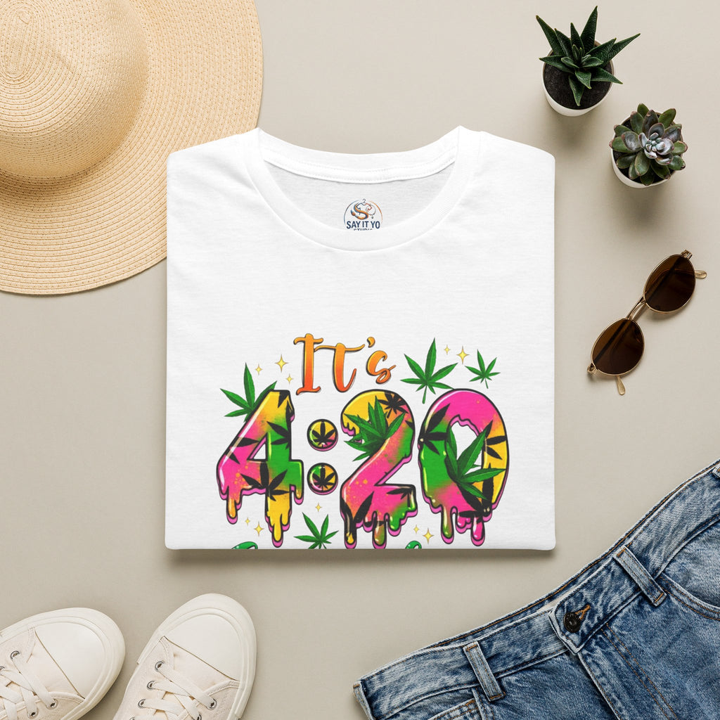 420 Graphic T-Shirt — "It's 4:20 Somewhere" Colorful Cannabis Design