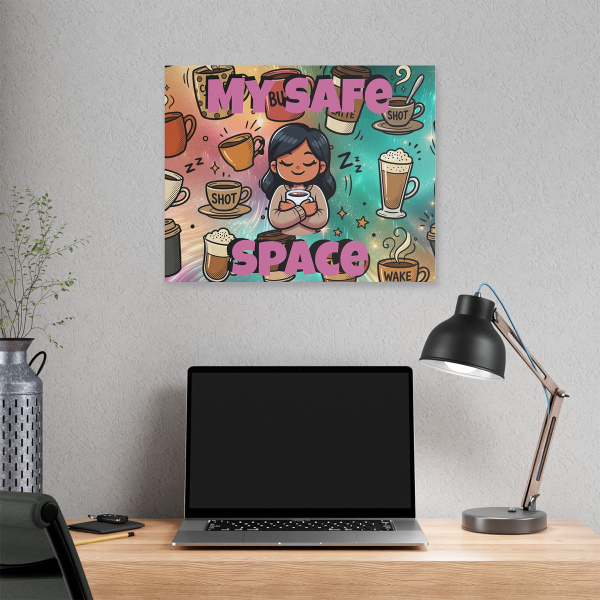 Coffee Is My Safe Space Classic Stretched Canvas