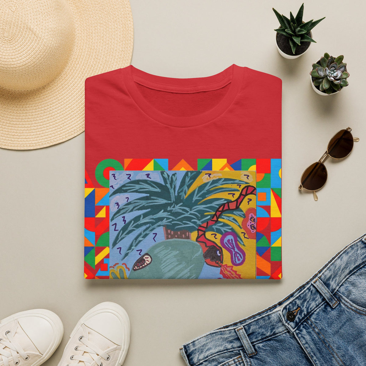 Tropical Alien Spaced Out Graphic T-Shirt — Colorful Art Tee