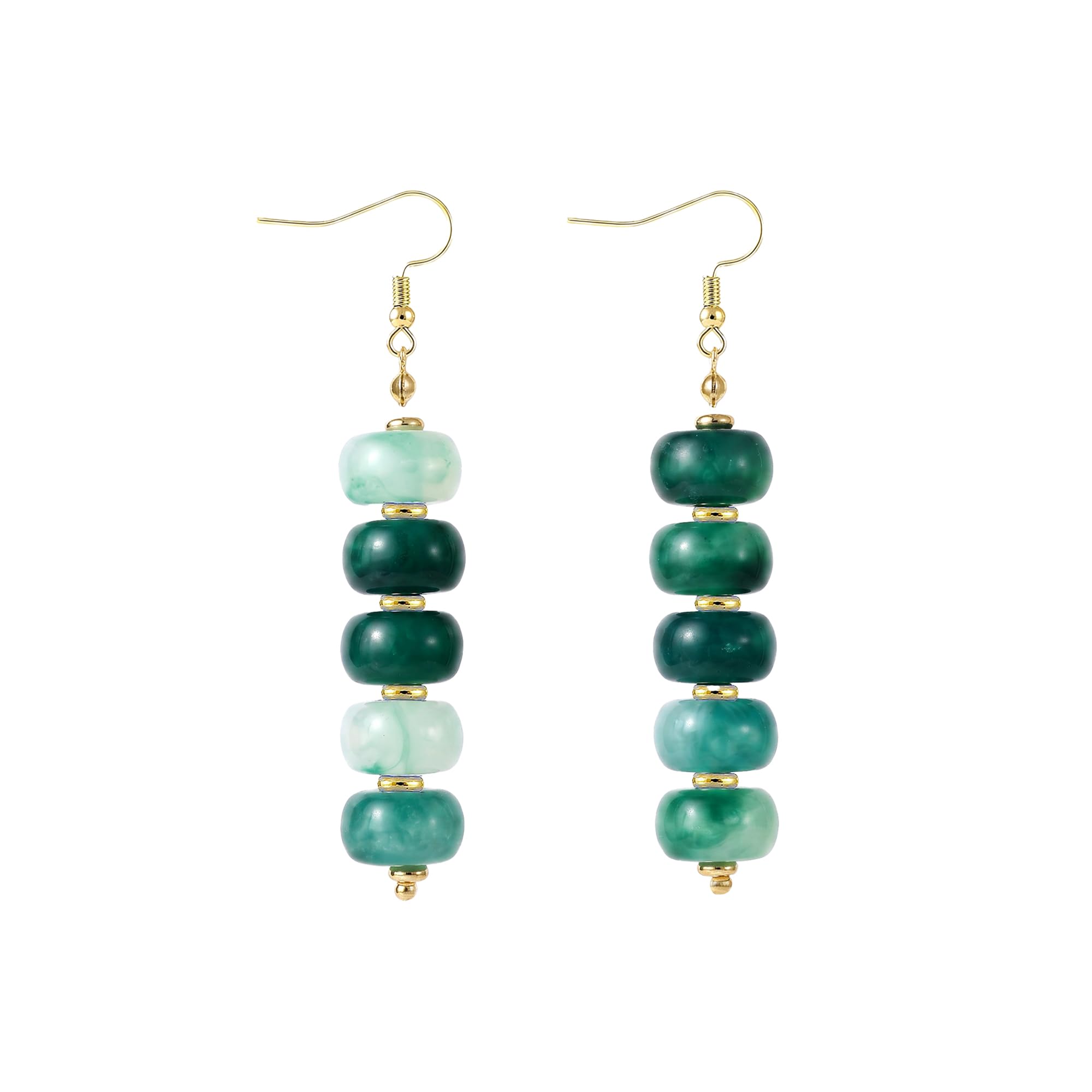 SHERLOVE Chunky Statement Large Resin Beaded Dangle Earrings Women Trendy | Cute Fun Hypoallergenic Lightweight 14K Gold Plated Dangle Dangly Dangling Drop Earrings,Boho Summer Beach Vacation Jewelry