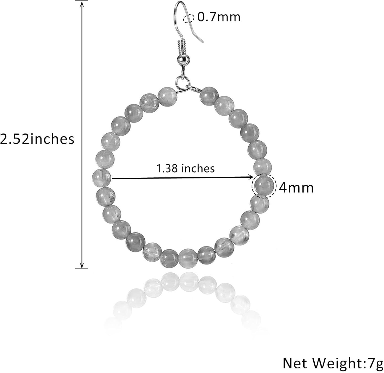 Jovivi Amethyst Rose Quartz Healing Crystals Beads Earrings Real Natural Stones Gemstone Hoop Dangle Earrings Reiki Quartz Jewelry for Women