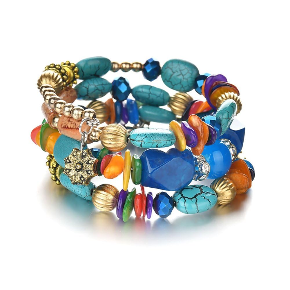 Boho Multilayer Irregular Agate Beads Charm Bracelets for Women Vintage Jade Stone Man Bracelets Yoga Bangles Ethnic Jewelry