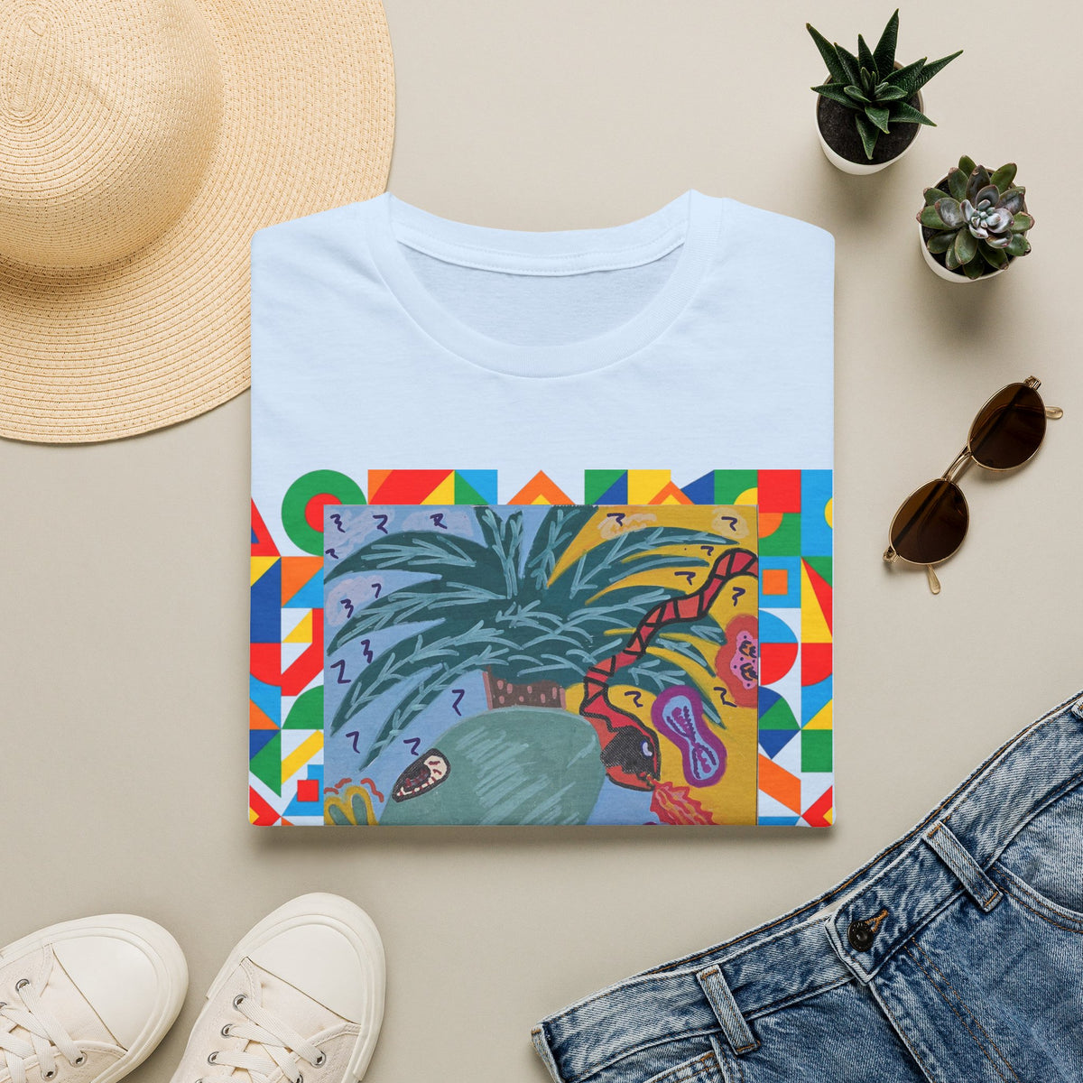 Tropical Alien Spaced Out Graphic T-Shirt — Colorful Art Tee