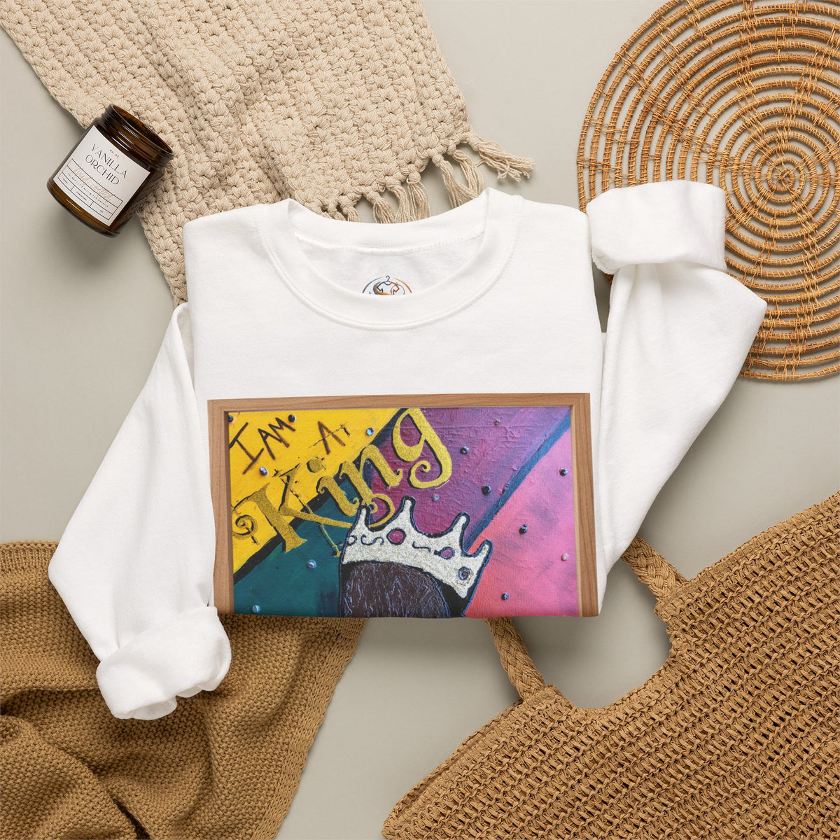 I Am A King Not Savage Crewneck Sweatshirt — "I'm a King" Bold Afrocentric Art