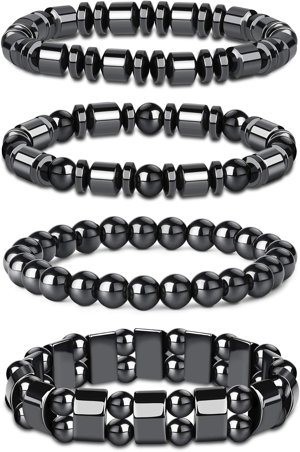THUNARAZ 4Pcs Hematite Bracelet for Men Women Bangle Bracelet Magnetic Tiger Eye Bracelets