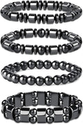 THUNARAZ 4Pcs Hematite Bracelet for Men Women Bangle Bracelet Magnetic Tiger Eye Bracelets