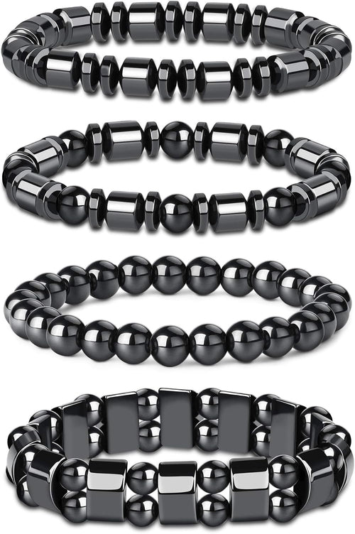 THUNARAZ 4Pcs Hematite Bracelet for Men Women Bangle Bracelet Magnetic Tiger Eye Bracelets