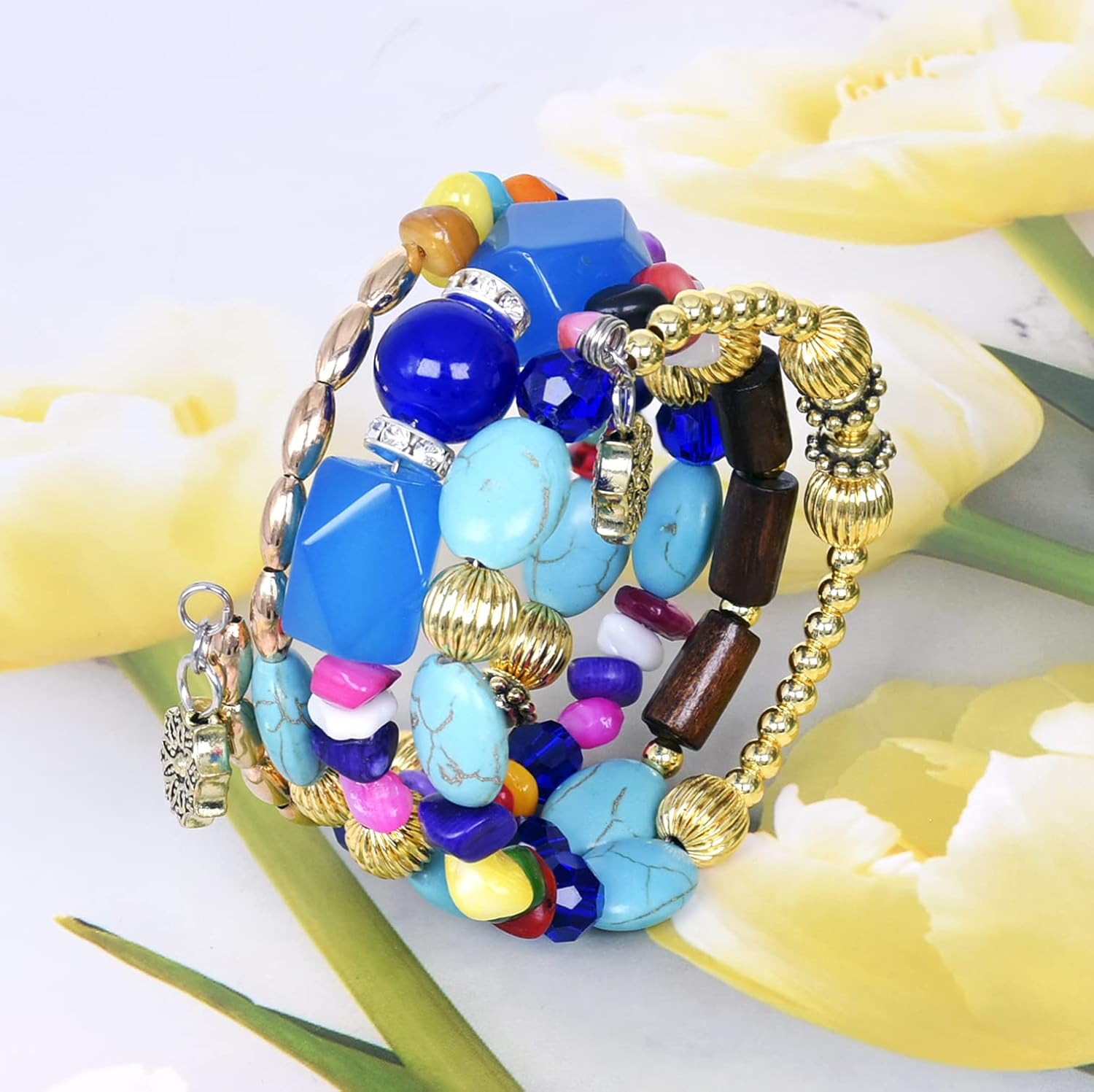 Boho Multilayer Irregular Agate Beads Charm Bracelets for Women Vintage Jade Stone Man Bracelets Yoga Bangles Ethnic Jewelry