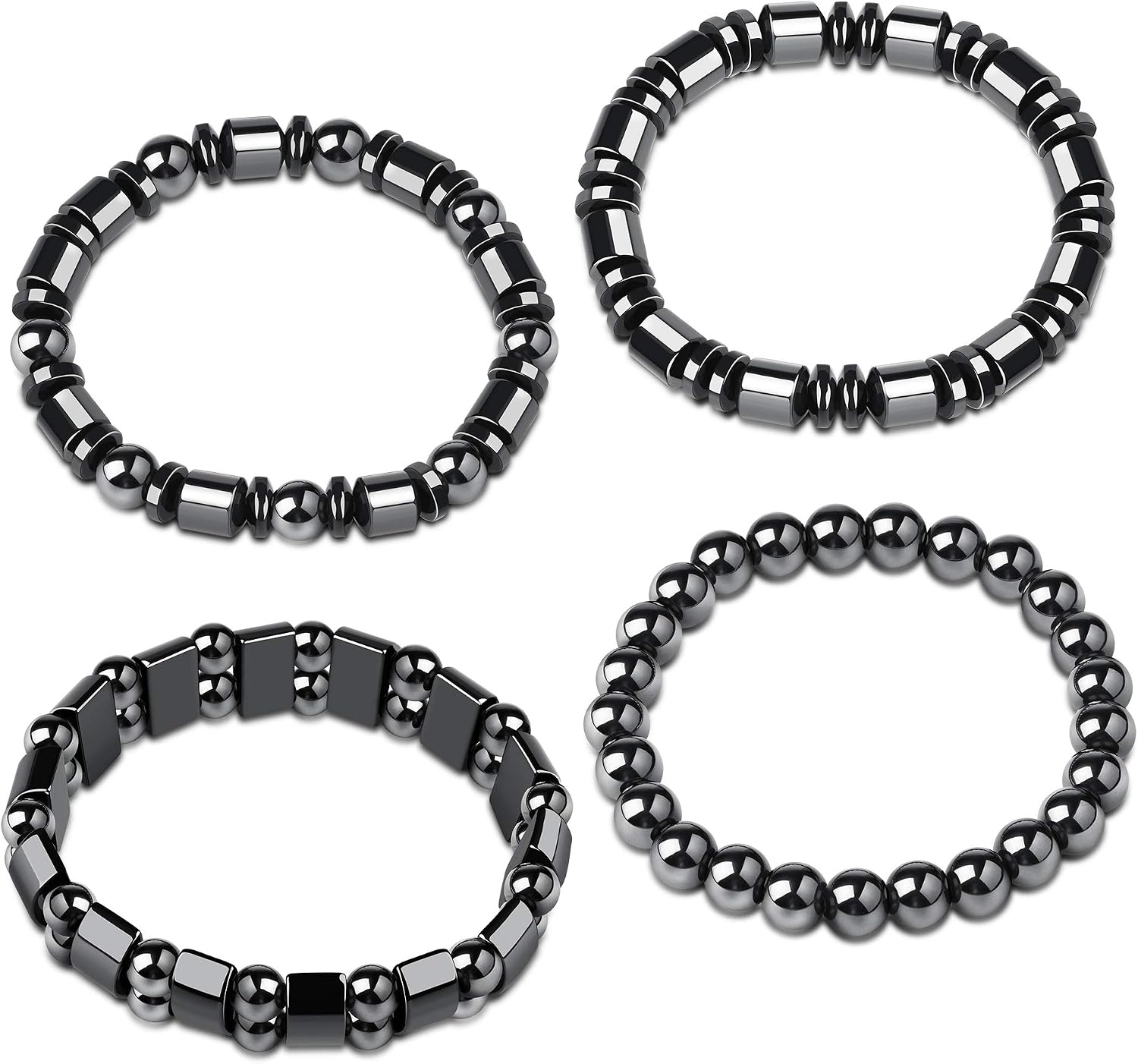 THUNARAZ 4Pcs Hematite Bracelet for Men Women Bangle Bracelet Magnetic Tiger Eye Bracelets