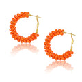 Colorful Fun Beaded Earrings for Women，Boho Flower Hoop Earrings，Exquisite Handmade Beaded Earrings