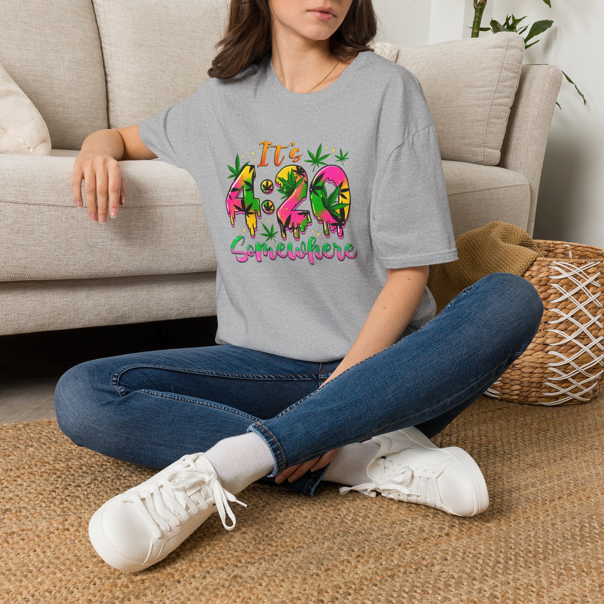 420 Graphic T-Shirt — "It's 4:20 Somewhere" Colorful Cannabis Design