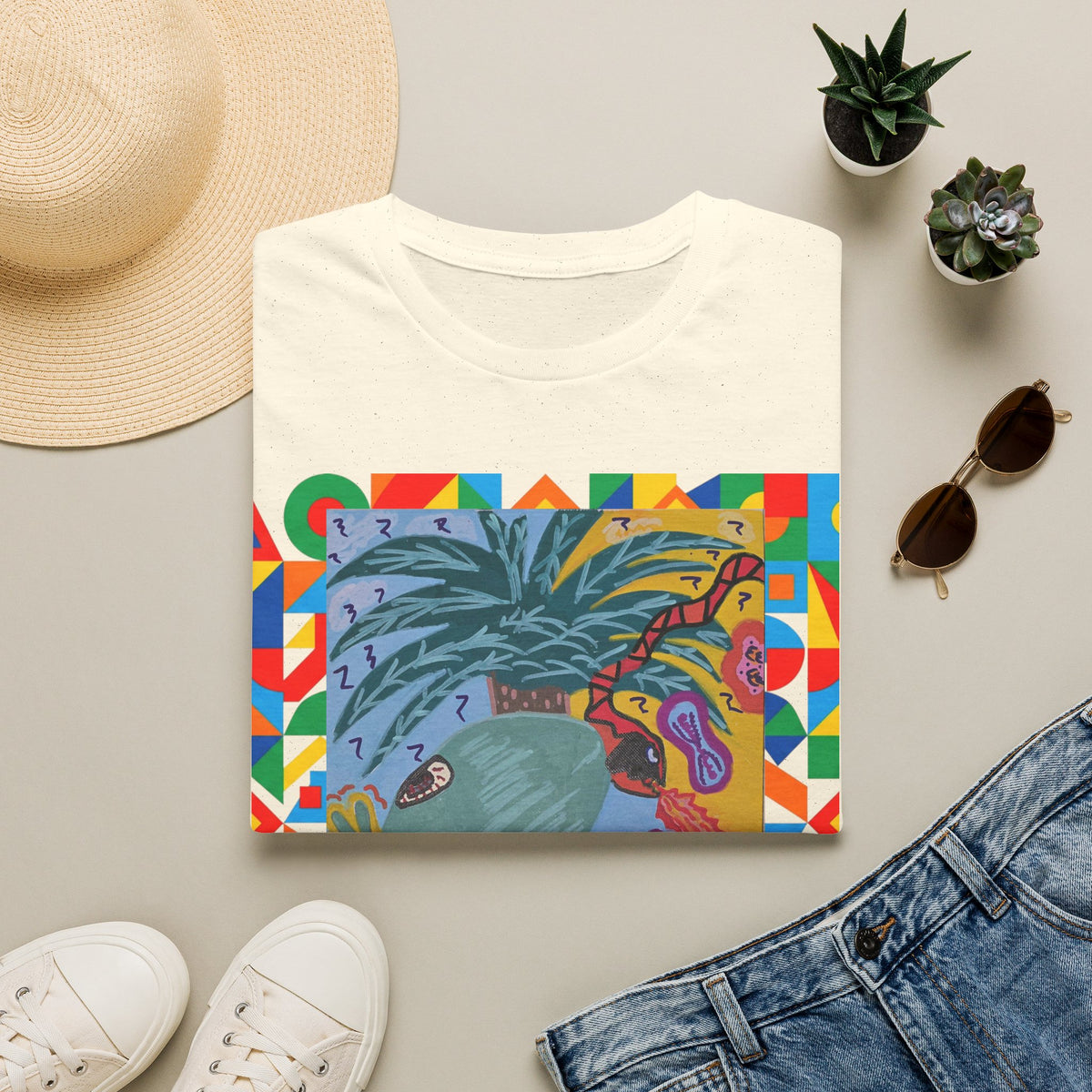 Tropical Alien Spaced Out Graphic T-Shirt — Colorful Art Tee
