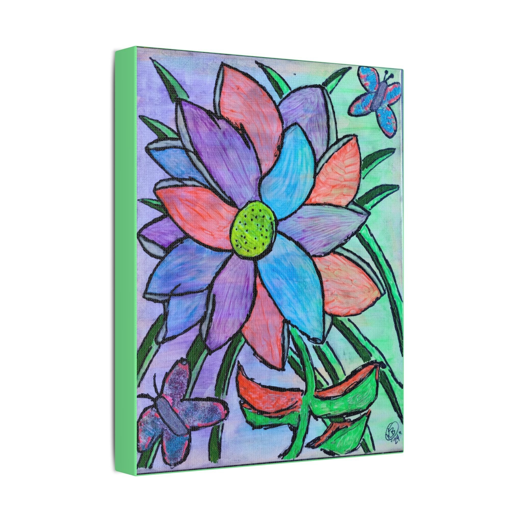 Floral Pop Art Stretched Original Canvas Print