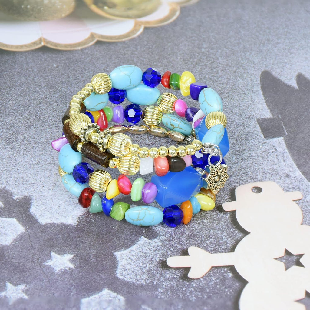 Boho Multilayer Irregular Agate Beads Charm Bracelets for Women Vintage Jade Stone Man Bracelets Yoga Bangles Ethnic Jewelry