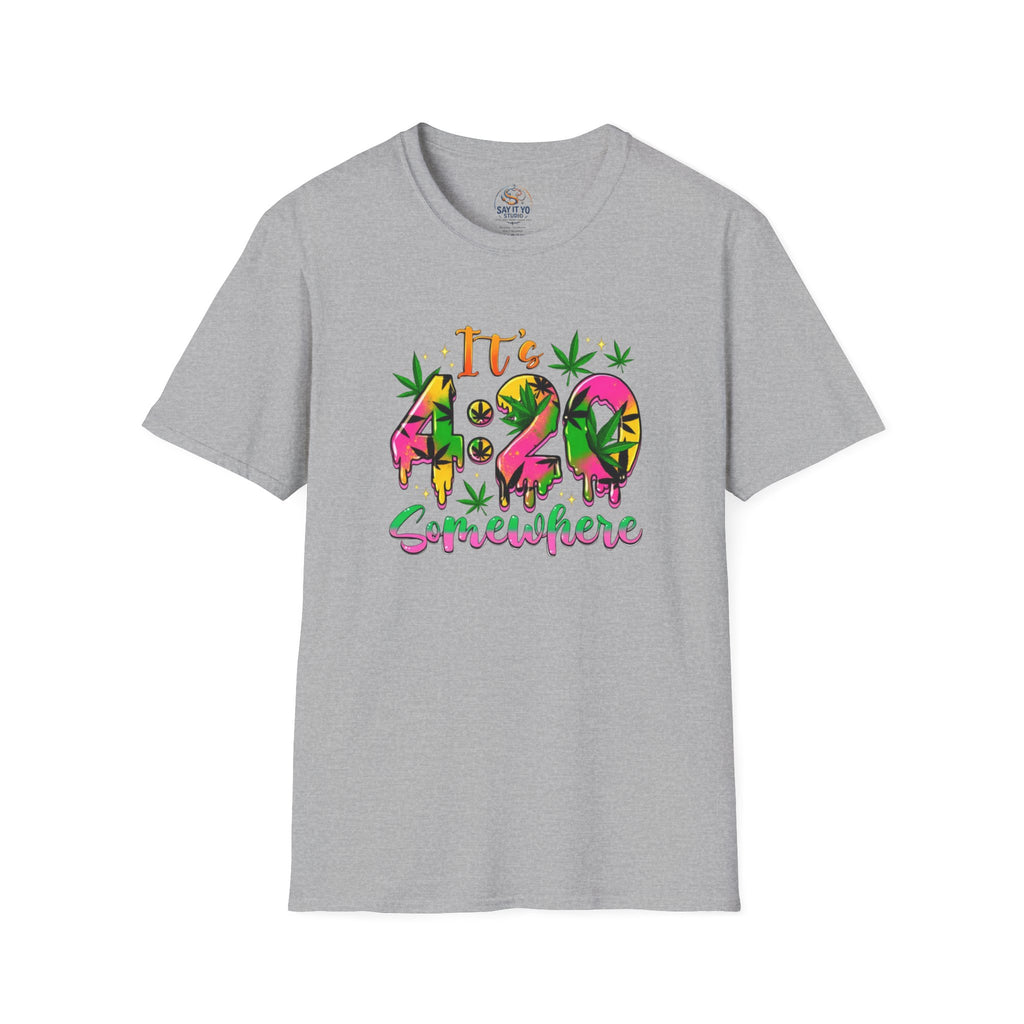 420 Graphic T-Shirt — "It's 4:20 Somewhere" Colorful Cannabis Design