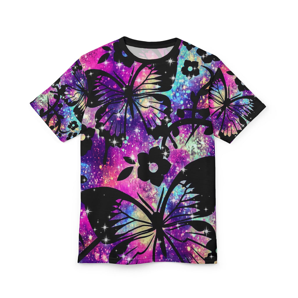 Galaxy Butterfly All-Over Print Tee — Vibrant Floral Wings T-Shirt
