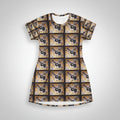 Retro Guitar Pattern T‑Shirt Dress — Vintage Music AOP Print