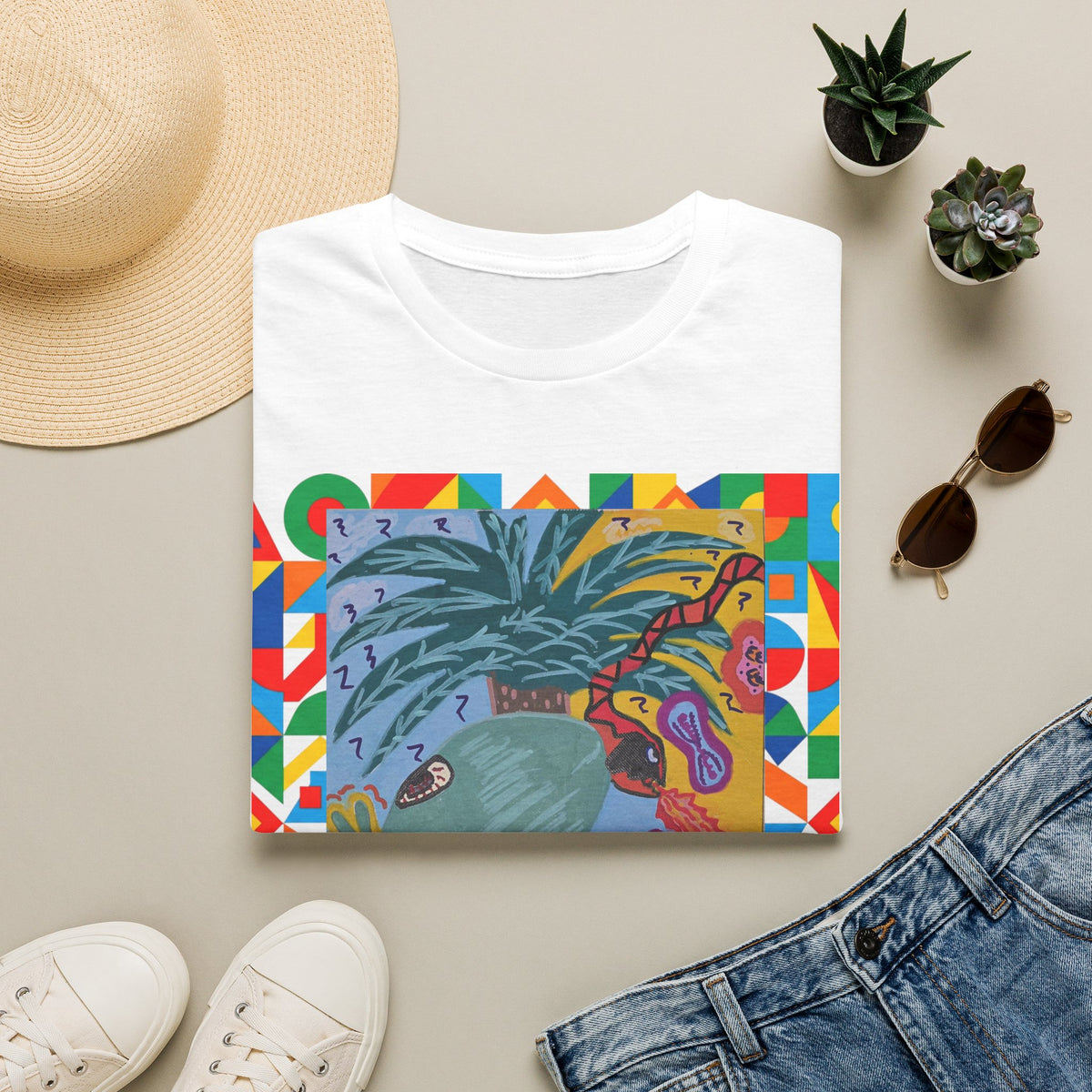Tropical Alien Spaced Out Graphic T-Shirt — Colorful Art Tee