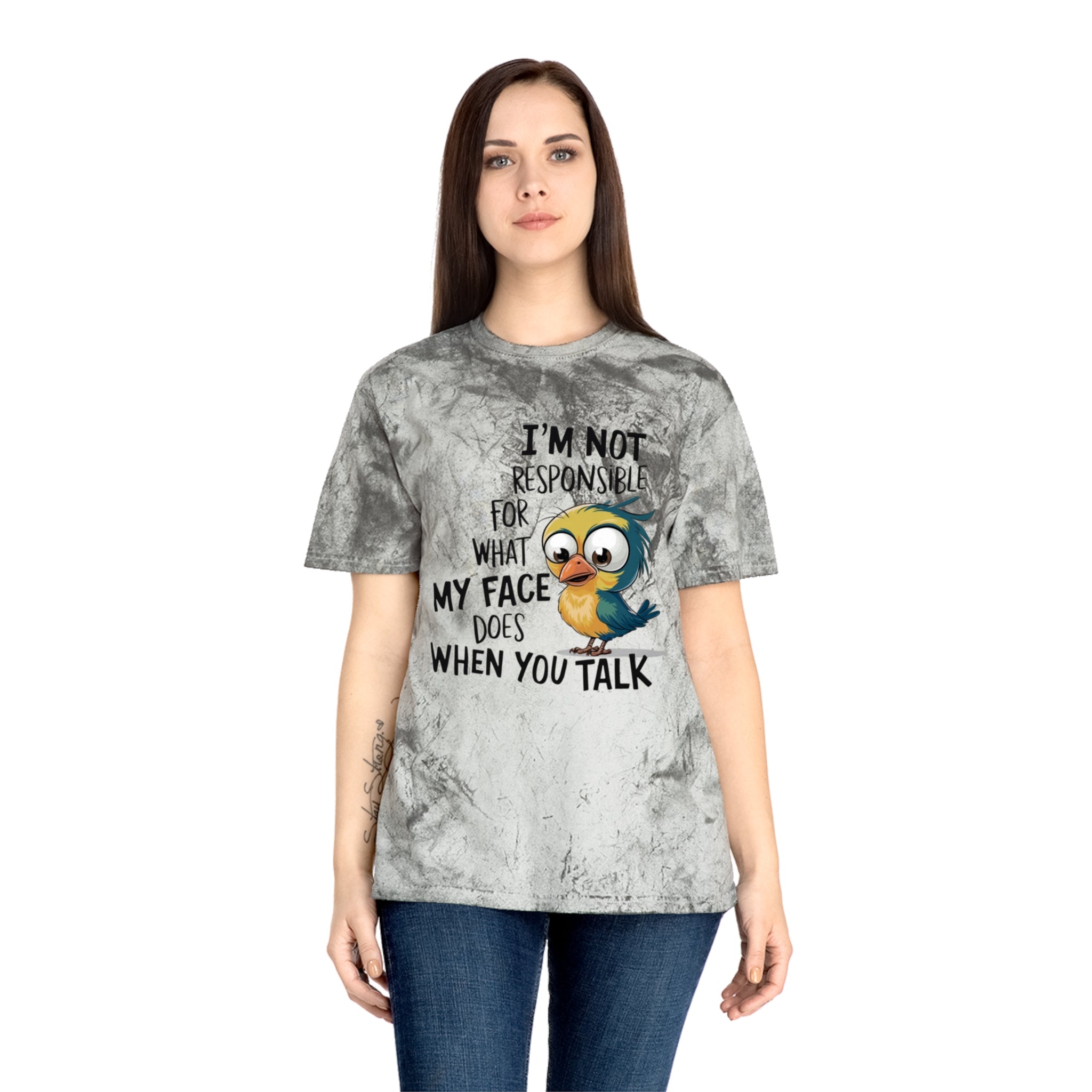 Funny Bird Graphic T-Shirt — "I'm Not Responsible For What My Face Does When You Talk"