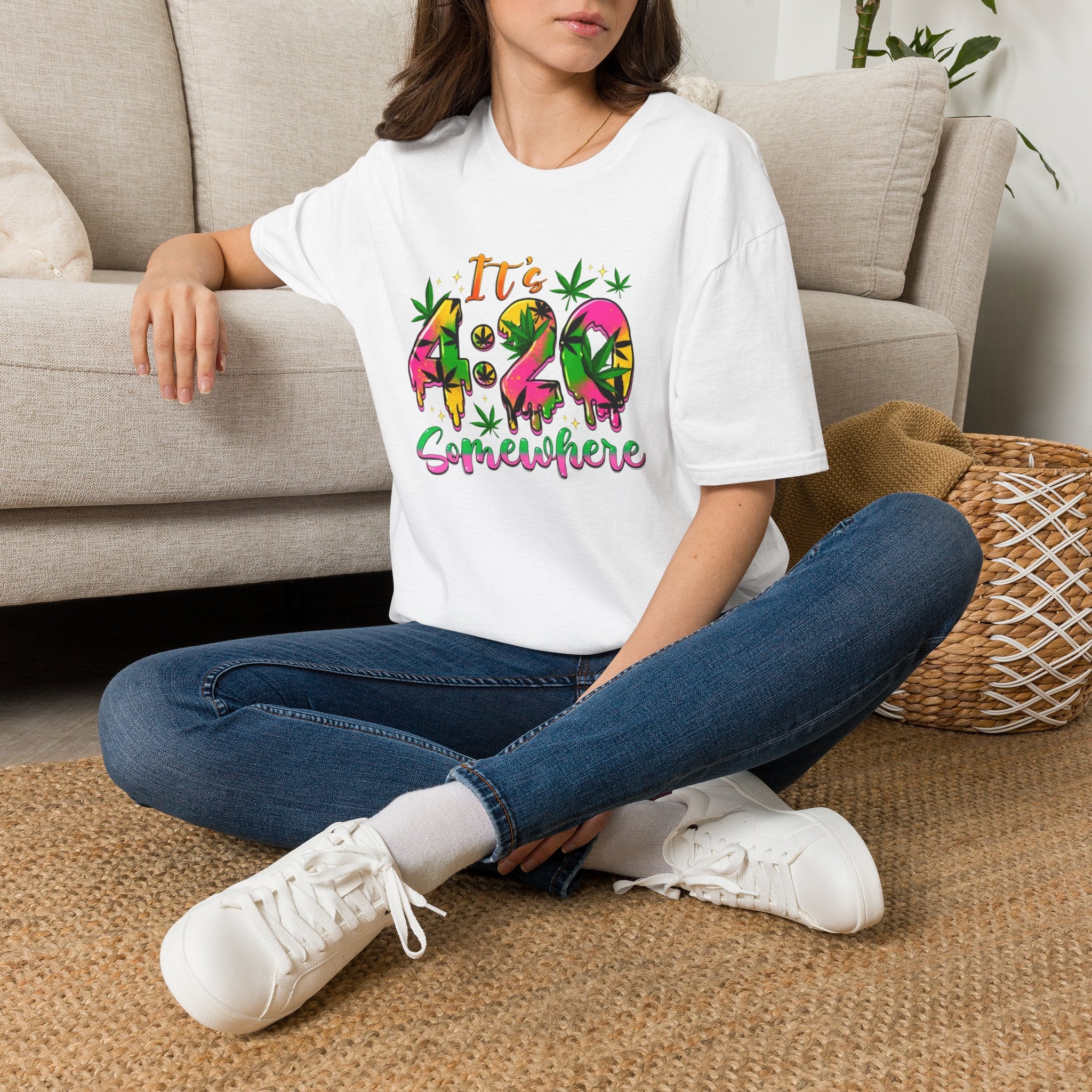420 Graphic T-Shirt — "It's 4:20 Somewhere" Colorful Cannabis Design